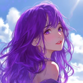 Purple-Haired Anime Girl Art