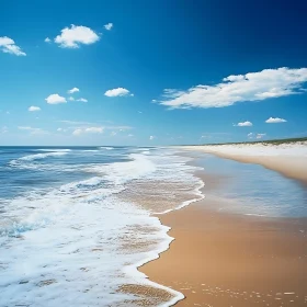 Calm Beach Scene with Blue Sky