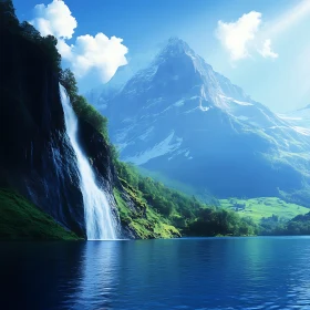 Tranquil Mountain Lake Landscape
