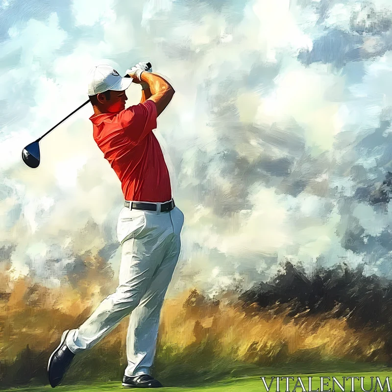 AI ART Dynamic Golf Swing in Impressionist Style , AI