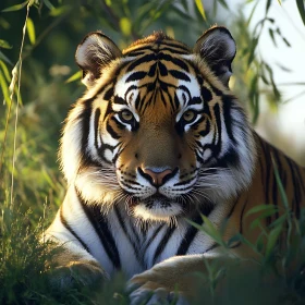 Resting Tiger in Greenery