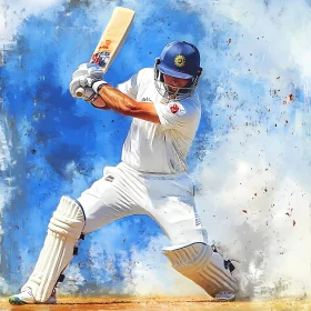 Cricket Batsman in Action: An Artistic Representation AI Generated Picture