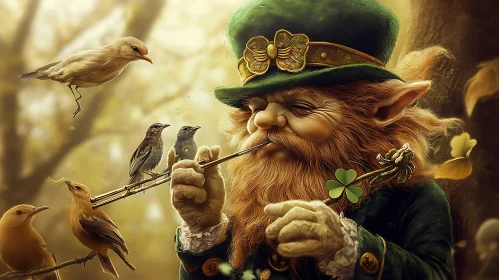 Whimsical Leprechaun and Bird Symphony