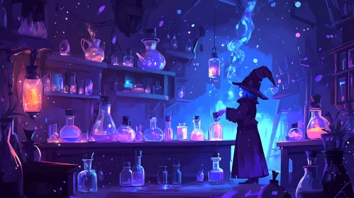 Mystical Witchcraft Potion Creation Scene