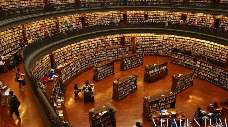 Majestic Library Interior with Books AI Image