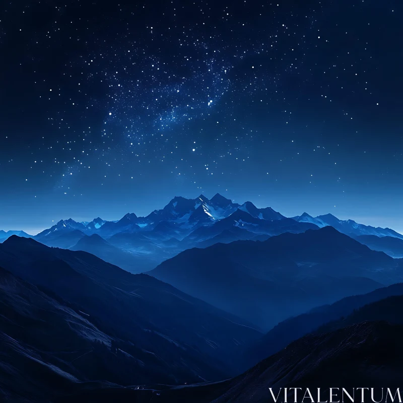 Mountains Under the Stars AI Image