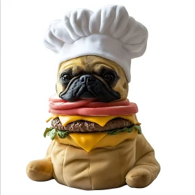 Pug in Chef's Hat Burger Costume