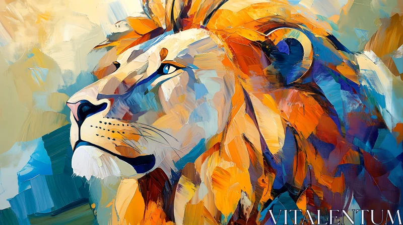 Contemporary Lion Art - Colorful Wild Cat AI Image