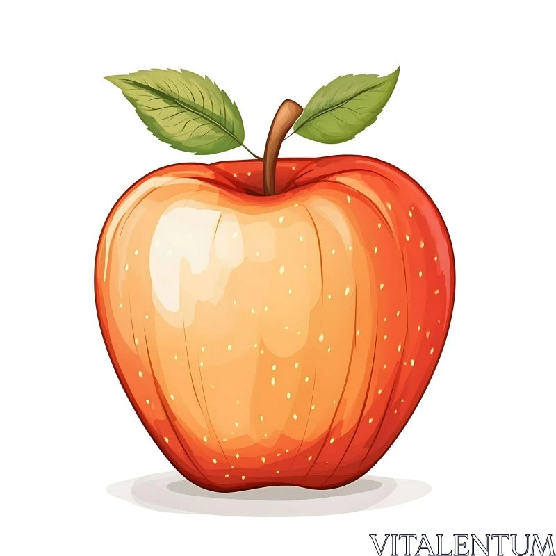 Illustration of a Ripe Red Apple AI Image