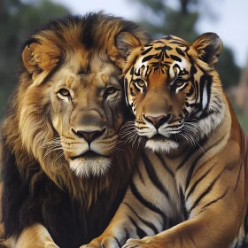 Portrait of a Lion and Tiger