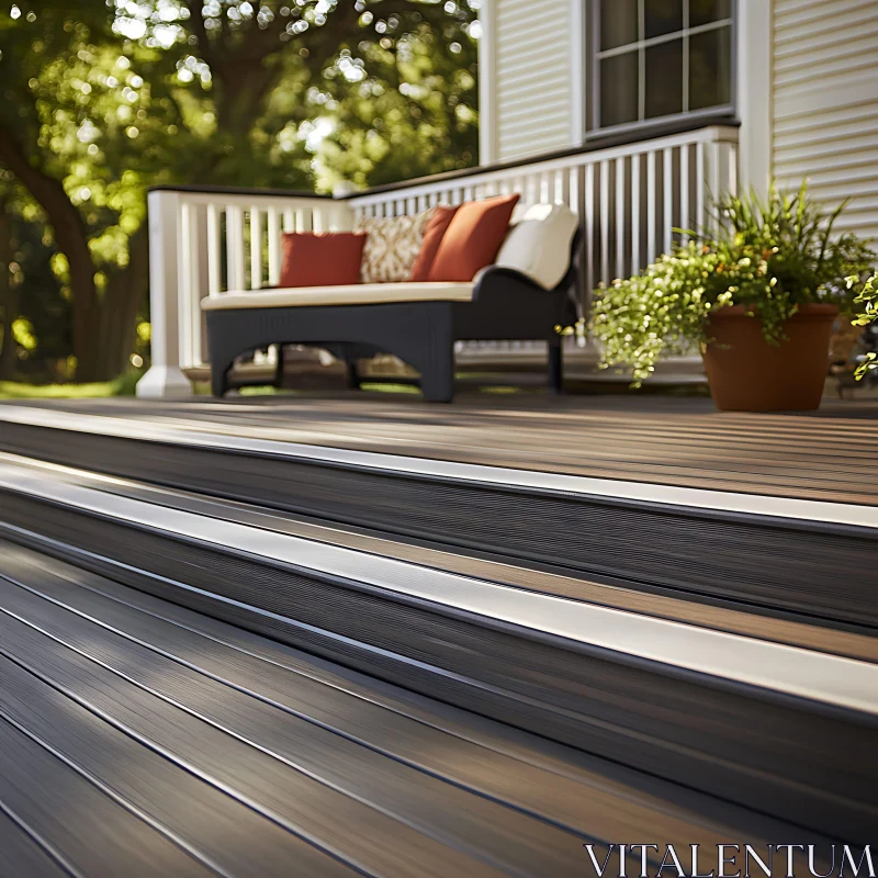 Outdoor Living Space with Stylish Steps AI Image