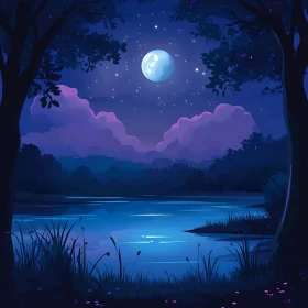 Peaceful Moonlit River Scene