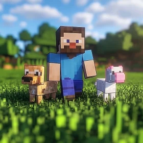 Pixelated Minecraft Adventure with Pets