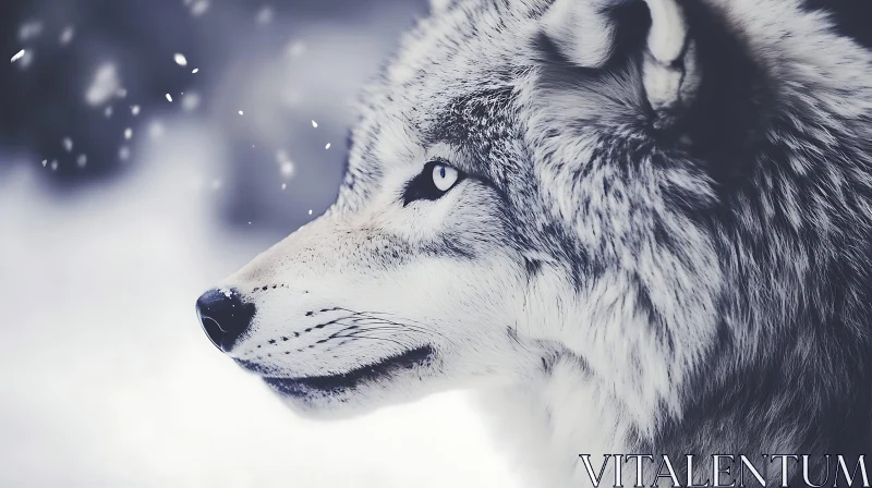 AI ART Winter Wolf Close-Up