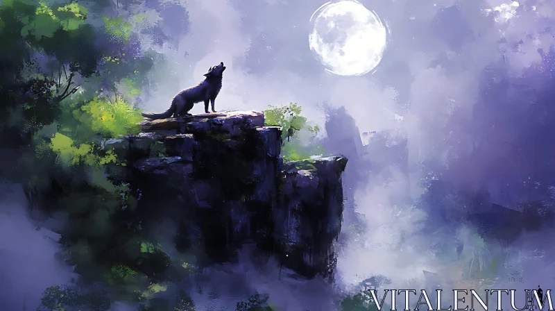 Lunar Howl: A Wolf's Serenade AI Image