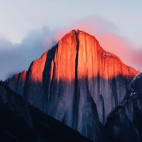 Mountain Peak Illuminated by Sunset