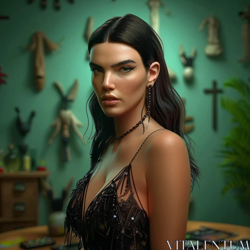 AI ART Elegant Kendall Jenner Fashion Portrait