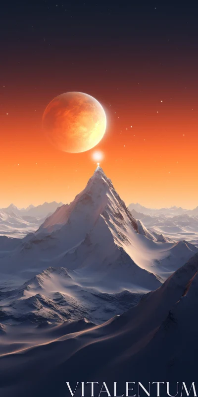 Lunar Peak: A Mountain Landscape AI Image