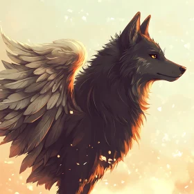 Ethereal Winged Wolf Digital Painting