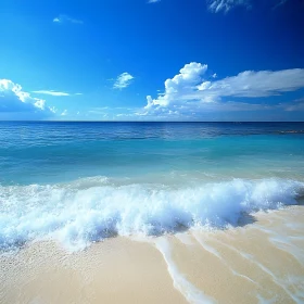 Seascape with Waves and Blue Sky