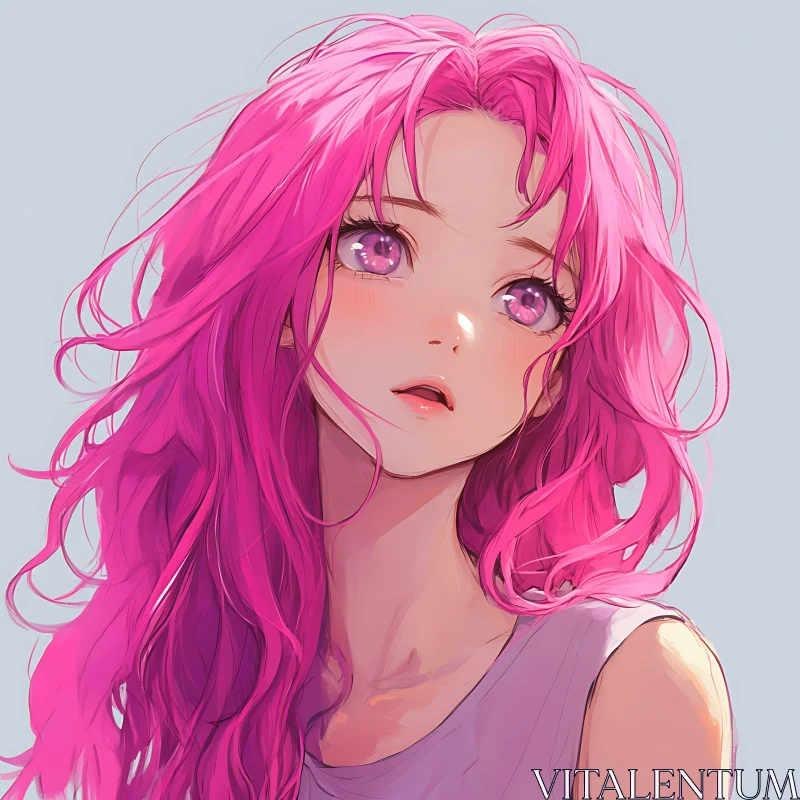 Anime Girl with Pink Hair AI Image