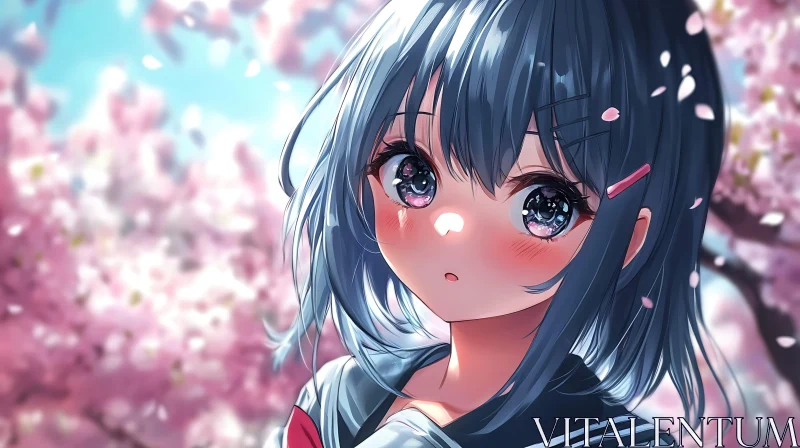 Serene Anime Portrait in Bloom AI Image