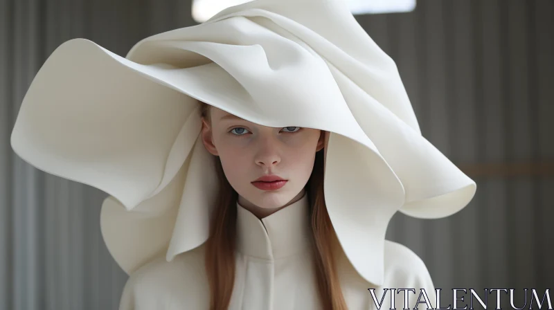 Captivating White Hat Fashion - Futuristic Design AI Image