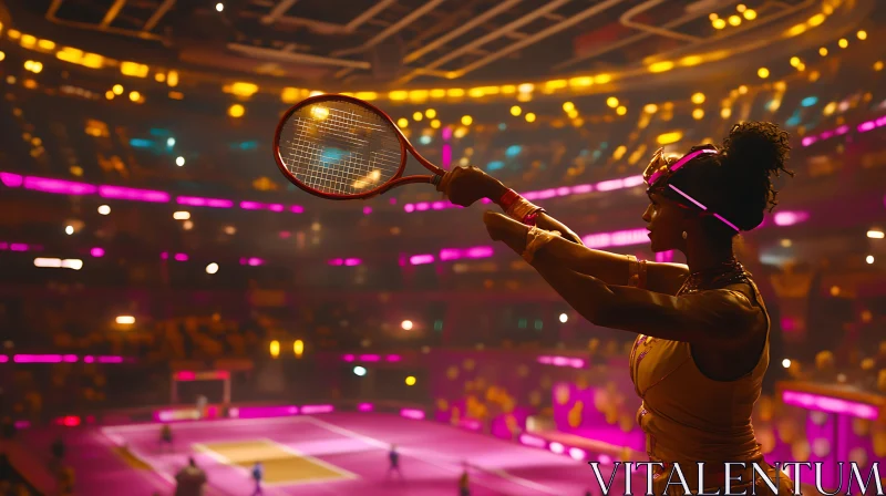 AI ART Tennis Match Under Bright Stadium Lights