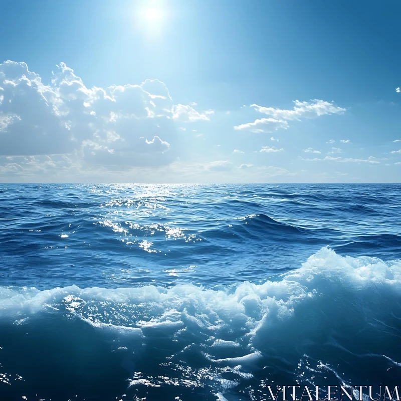 Calm Blue Sea with Gentle Waves AI Image