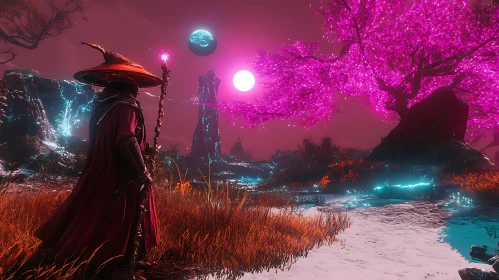 Wizard in a Magenta Dreamscape