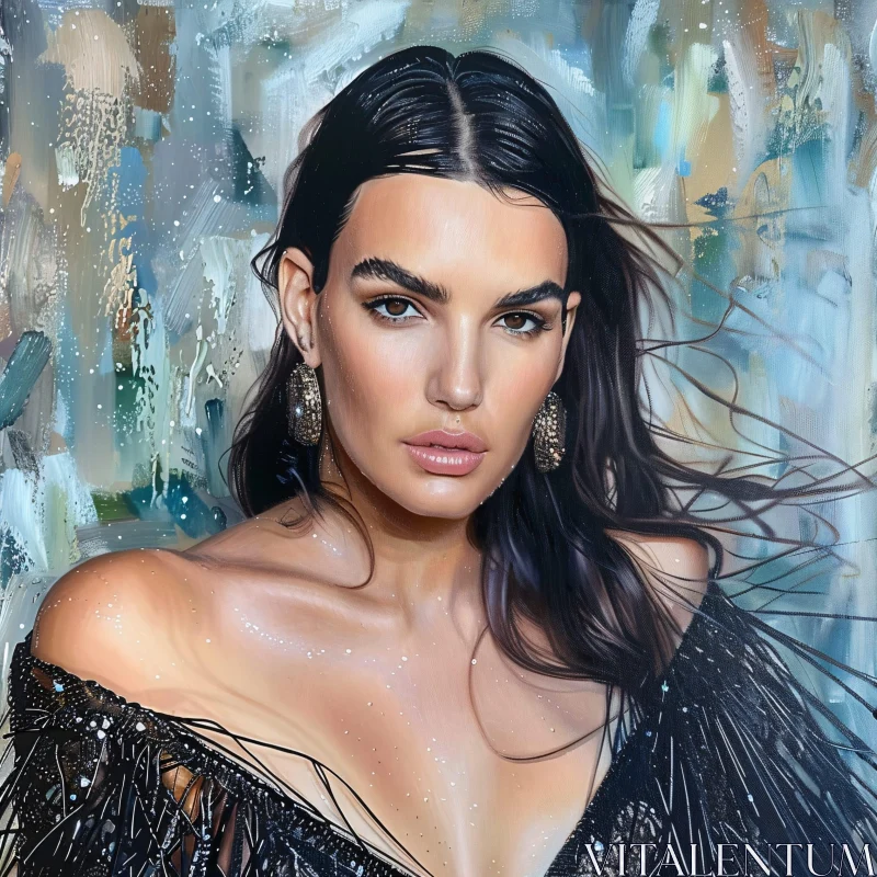 Kendall Jenner in a Sophisticated Art Portrait AI Image