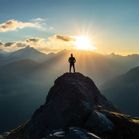 Mountain Peak Silhouette at Sunrise