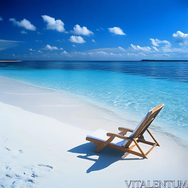 Tranquil Beach Scene with Empty Chair AI Image