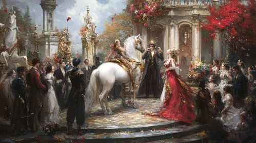 Historical Gathering with White Horse