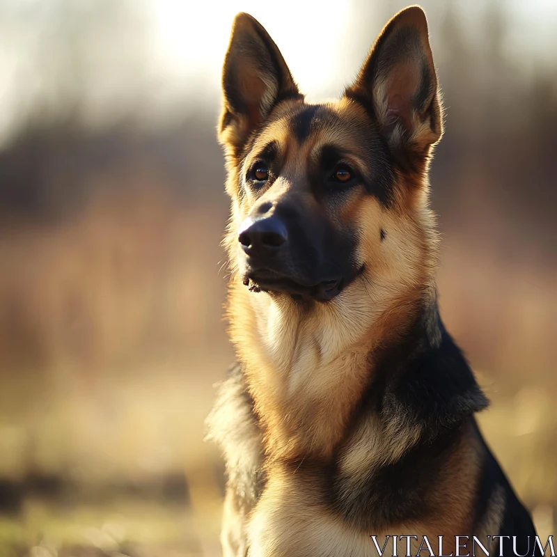 AI ART Alert German Shepherd in a Natural Setting