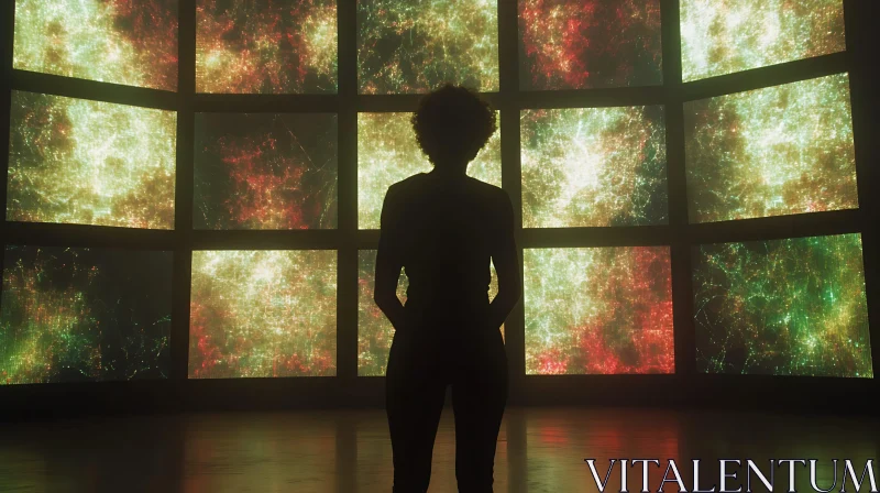 AI ART Silhouette in Abstract Light Installation