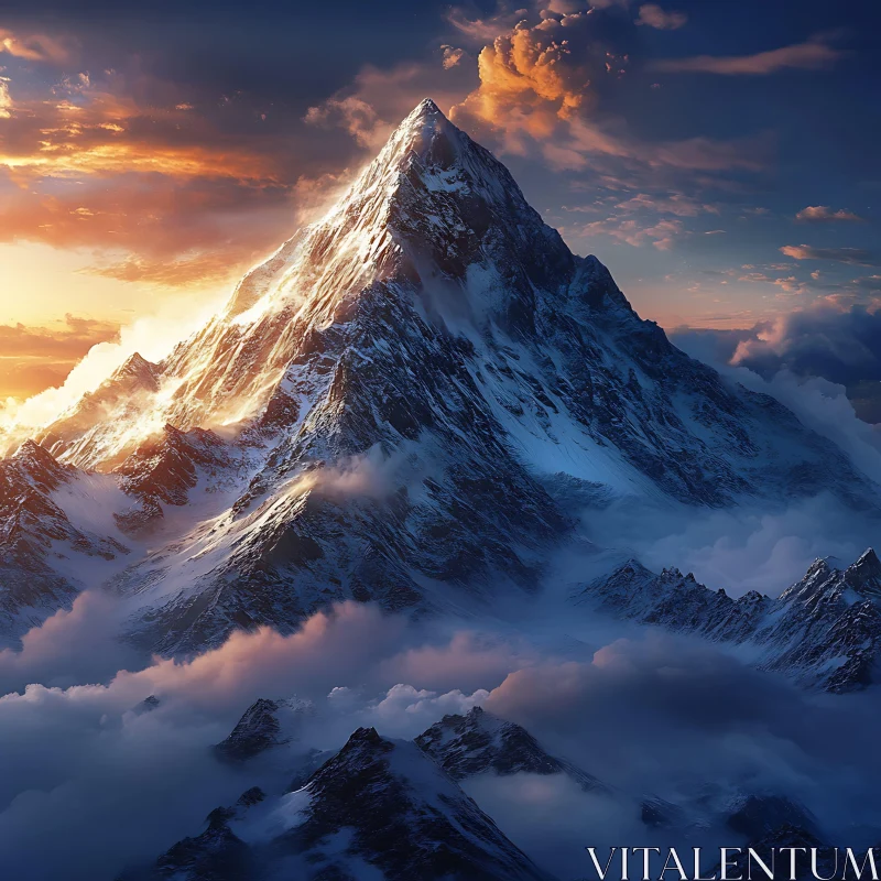 Mountain Sunset Cloudscape AI Image