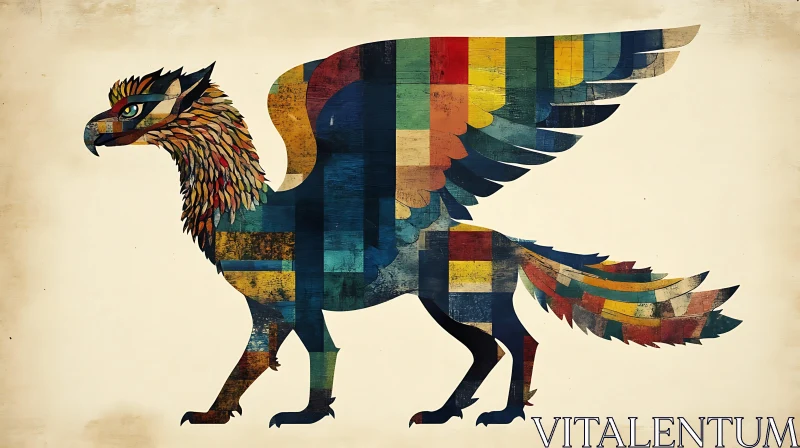 AI ART Colorful Block Griffin Illustration