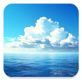 Peaceful Ocean View with Puffy Clouds