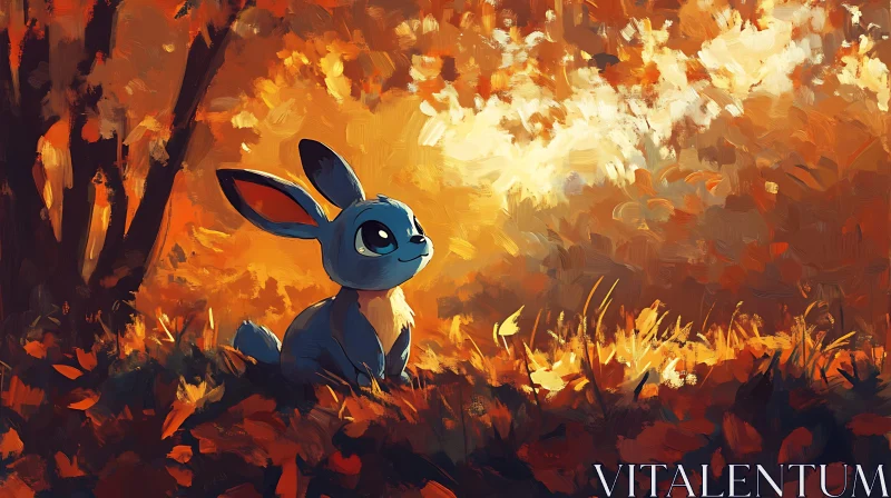 AI ART Cartoon Rabbit in Autumn Field