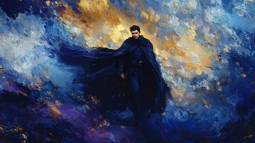 Man in Cloak Abstract Painting