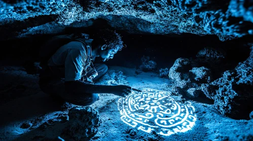 Glowing Symbol Cave Art