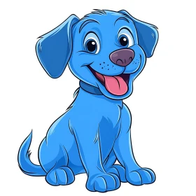 Adorable Blue Cartoon Dog with a Playful Smile