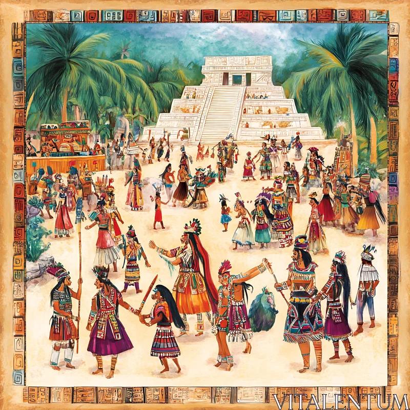 AI ART Maya Aztec People in the Square