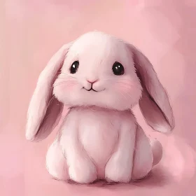 Delicate Bunny Portrait in Soft Pink