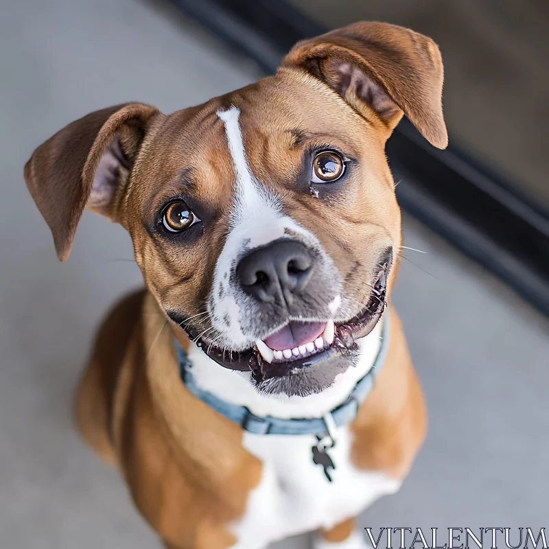 Happy Dog Looking Up with Smile AI Image