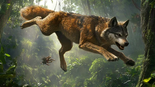 Agile Wolf in Jungle Scene