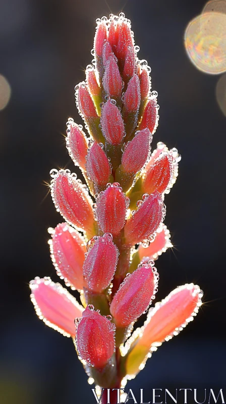 Macro Shot of Morning Dew on Flower AI Image