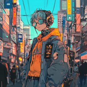 Neon Cyberpunk Cityscape Portrait