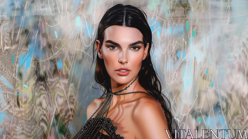 Kendall Jenner Abstract Art Portrait AI Image